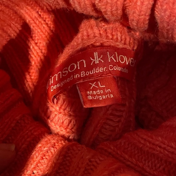 Merino wool Krimson Klover Red and Pink Chevron Turtleneck Sweater - Picture 4 of 5